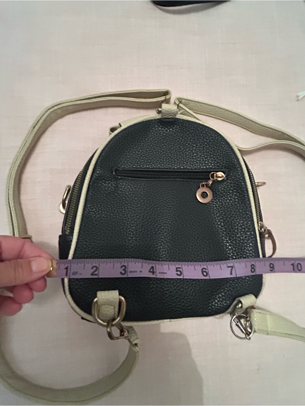 🔵 Black and Cream Mini Backpack Crossbody for Women